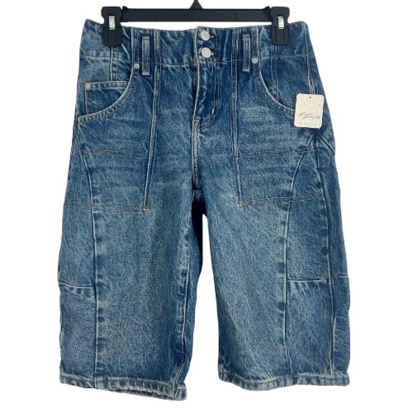 We The Free People Extreme Measures Low Rise Barrel Shorts Size 24 New - Picture 1 of 4